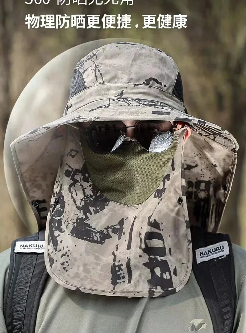 Wide Brim Bucket Hat with Neck Protection