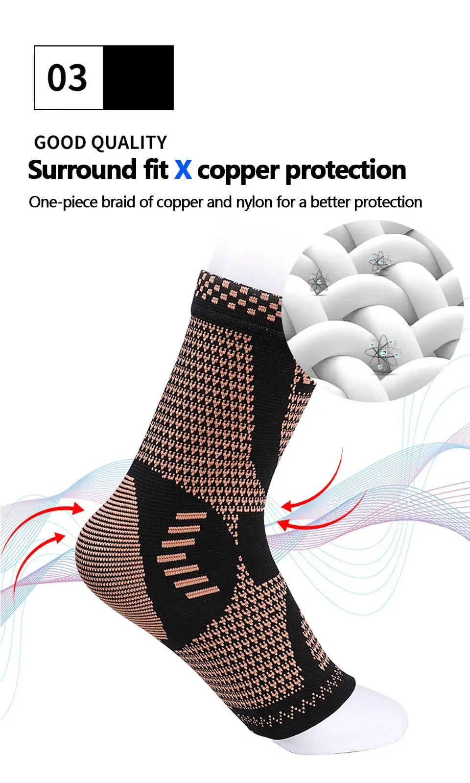 Copper-Infused Compression Ankle Support for Sports & Daily Wear