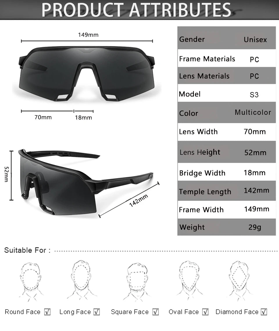 Oversized Windproof Sports Sunglasses with UV400 Protection