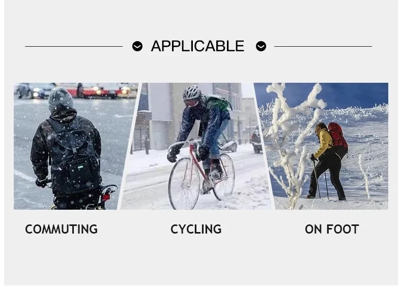 Three scenarios showing applicable uses for men's outdoor cycling and fitness gloves: commuting, cycling, and on foot.