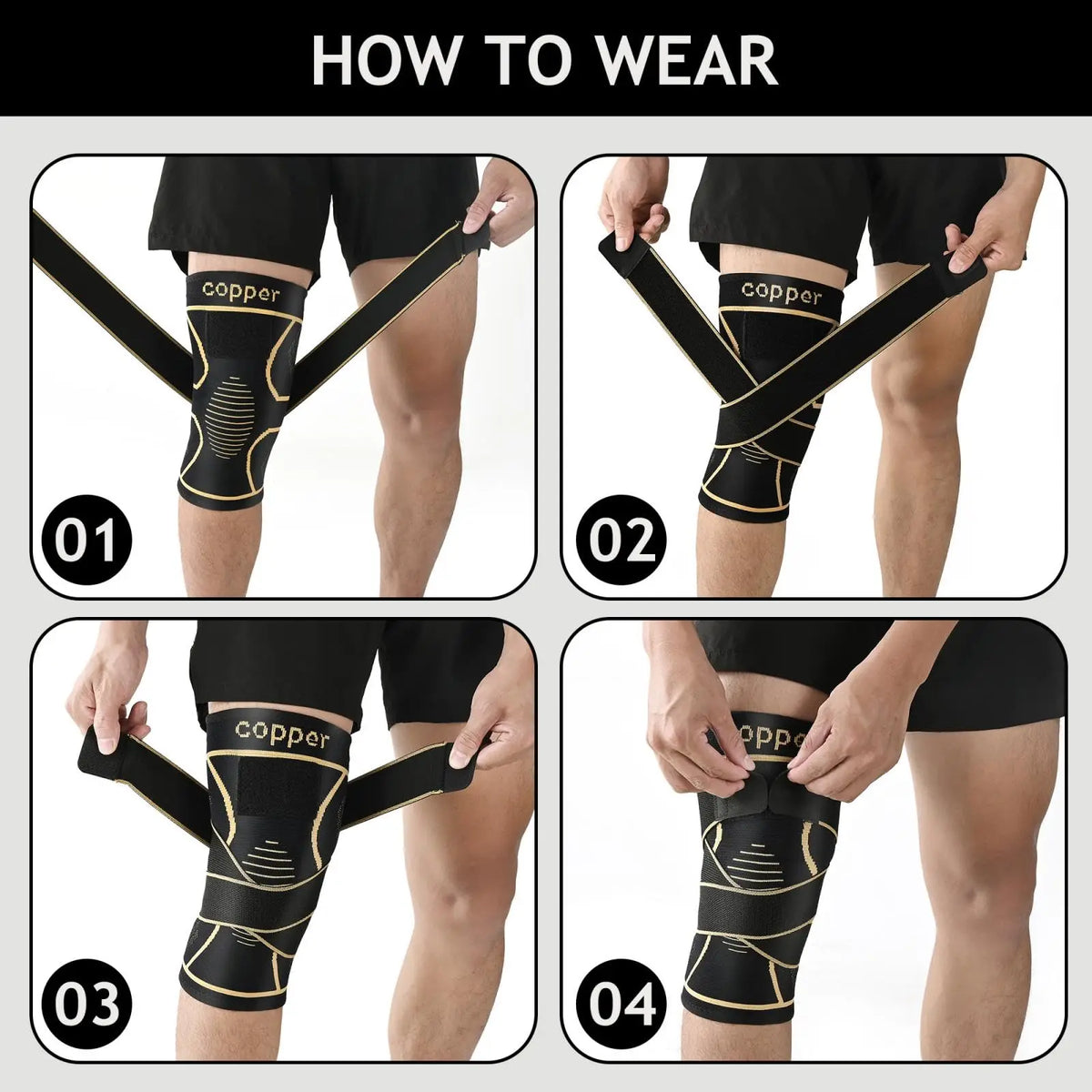 Copper-Infused Knee Compression Sleeve with Adjustable Strap