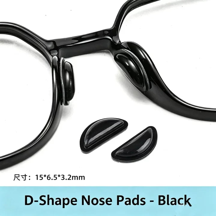 Black D-shape silicone anti-slip nose pads for eyeglasses