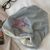 Embroidered Star-Patch Beanie Hat