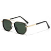 Classic retro square polarized sunglasses with black frames and dark green lenses