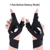 Pair of black button battery tactical gloves for multi-use flashlight