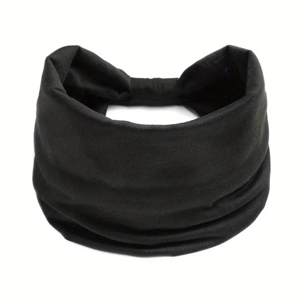 Diadema ancha y elástica negra para el cabello y deportes