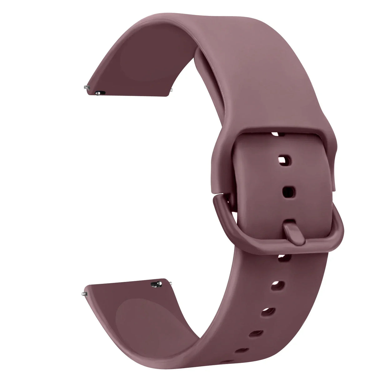 A close-up view of a mauve silicone watch strap for Huawei and Honor watches.