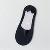 A pair of black men's invisible boat socks shown flat on a white background.