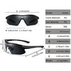 Un ensemble de lunettes de soleil sportives noires avec différentes mesures et composants.