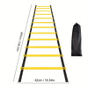 A yellow agility ladder with black frame and yellow rungs shown in a vertical layout.