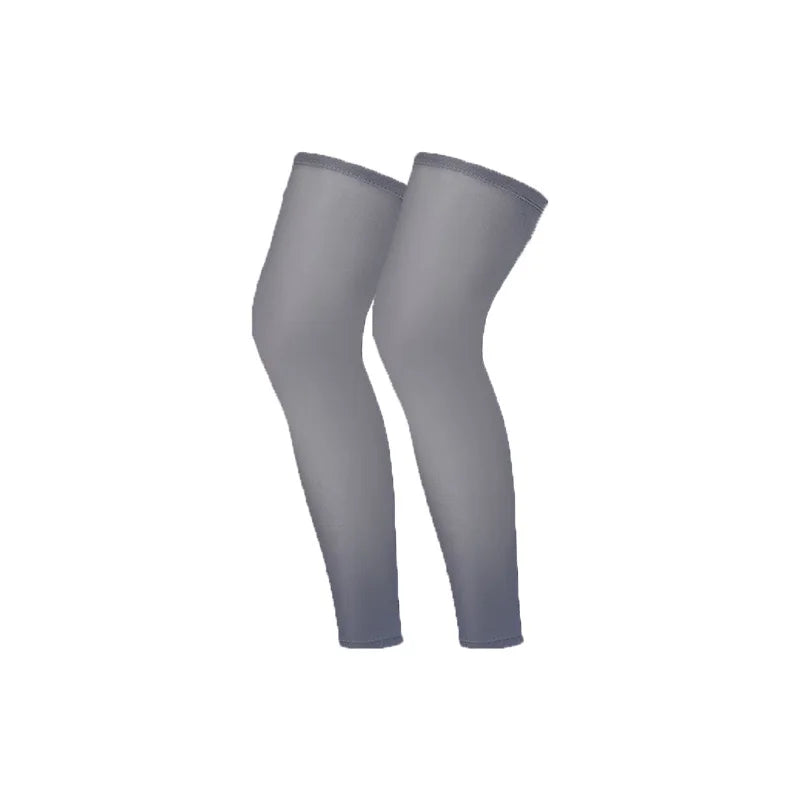 Pair of gray UV protection compression leg sleeves.