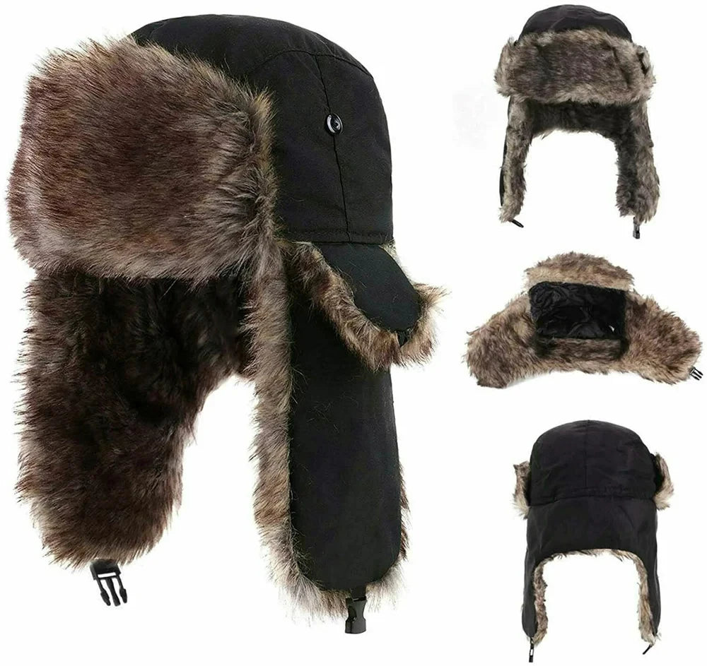 Faux Fur Trapper Hat with Ear Flaps