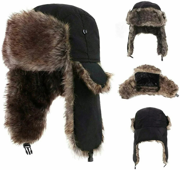 Faux Fur Trapper Hat with Ear Flaps