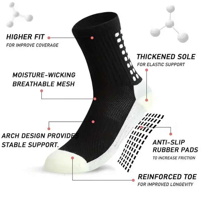 Schwarze feuchtigkeitsableitende Sportsocken mit verdickter Sohle und verstärkter Zehenkappe für längere Haltbarkeit