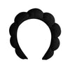Black microfiber skincare headband and wristband set