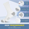 White and gray elastic cuff socks designed for Y-heel hiking and arch support