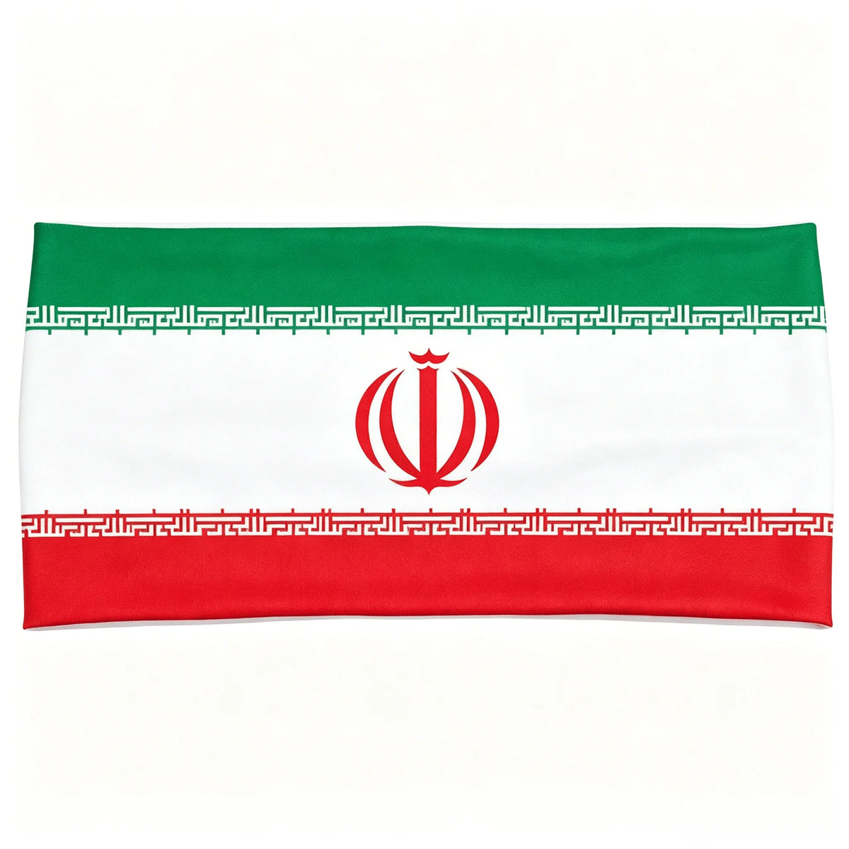 Bandeau de sport et fitness plié aux couleurs de plusieurs nations (vert, blanc, rouge).