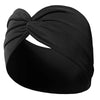 Black fabric yoga headband tied in a bow with a textured finish
