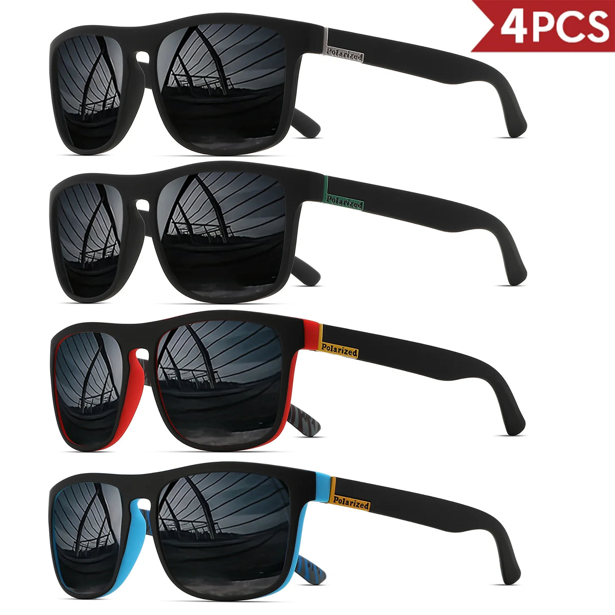 Classic Square Polarized Sunglasses with UV400 Protection for Driving, Fishing & Outdoor Wear