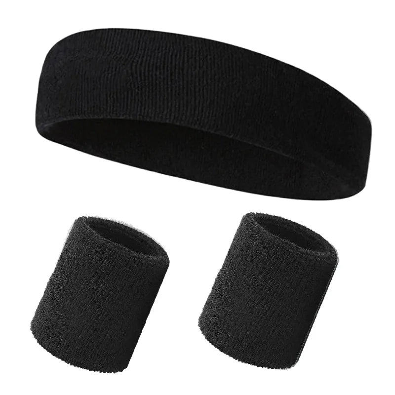 Black sports headbands for fitness and activity, shown in a multi-pack.