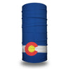 Blue fabric tube with a design featuring the flag of Costa Rica on a white and red stripe pattern