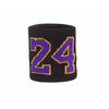Bracelet noir avec le numéro 24 violet brodé.