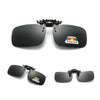 A pair of black polarized driving sunglasses shown in multiple views.