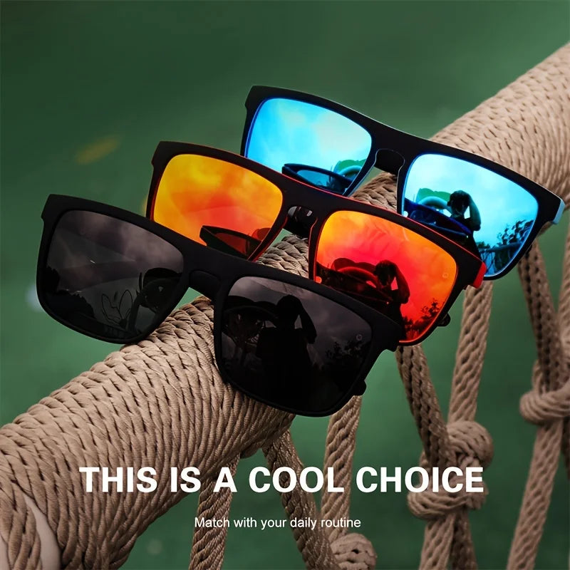 Classic Square Polarized Sunglasses with UV400 Protection for Driving, Fishing & Outdoor Wear