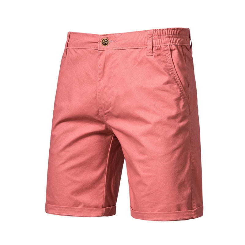 A pair of coral pink men's summer cotton casual shorts