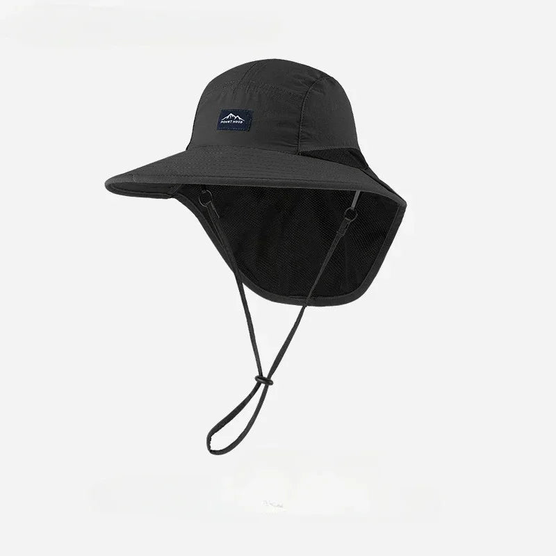 Wide Brim Sun Hat with Neck Flap for Outdoor Adventures