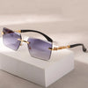 Minimalist Rimless Rectangle Sunglasses for Women and Men