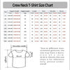 Size chart for a Crew Neck T-Shirt showing measurements in centimeters and inches.