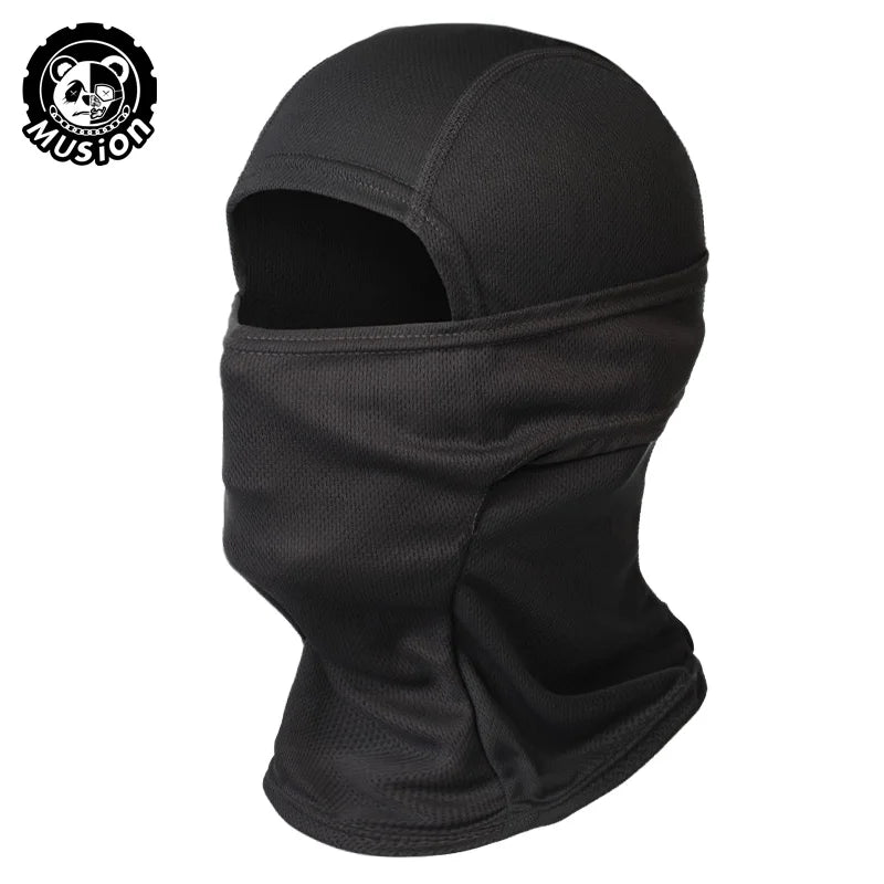 Black breathable mesh balaclava face mask for sun and dust protection