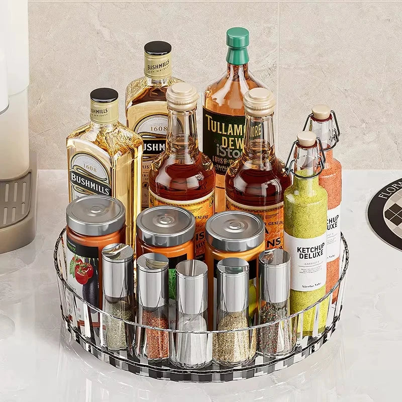 360° Rotating Acrylic Turntable Organizer for Spices, Condiments & More
