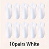 Ten pairs of white comfort fit ankle socks displayed in a flat lay view.