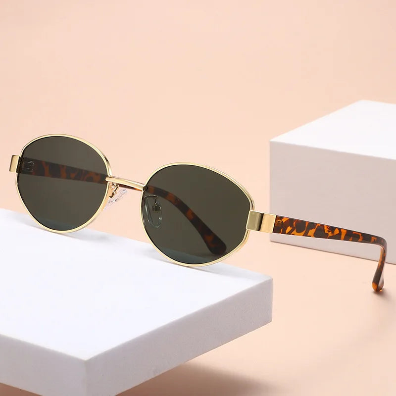 Retro Oval Metal Sunglasses with UV400 Protection