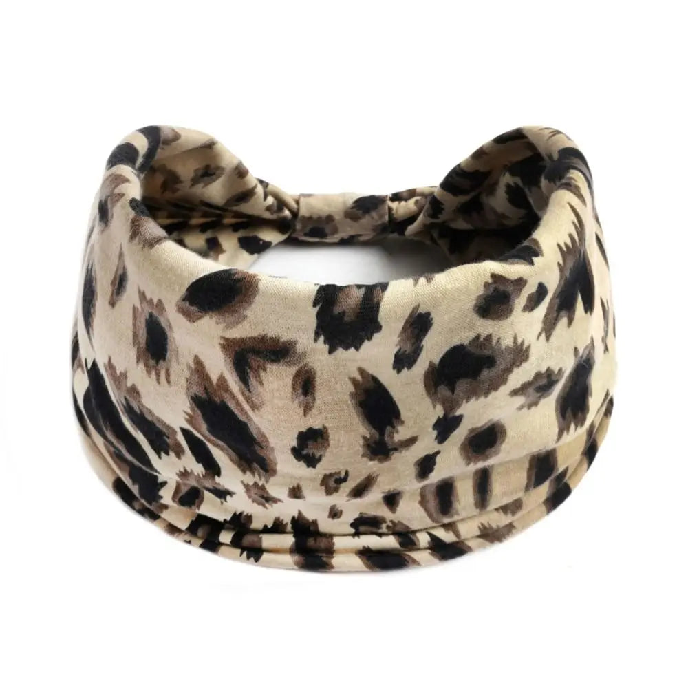 Tir}^{a}^{} de chat léopard beige et noir, bandeau large pour cheveux