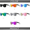 A display of seven different colored frameless sunglasses models labeled LC1 through LC7.