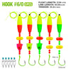 Five yellow and red float rigs with hook lines and rattler hooks for fishing