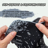 A hand is holding a black knitted glove designed to mold to the hand for improved grip and precision.