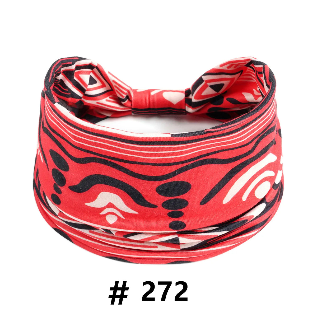 Red patterned boho cotton turban headband with a bow