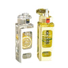 A clear and yellow leakproof sport water bottle with a cap and sports accessory.