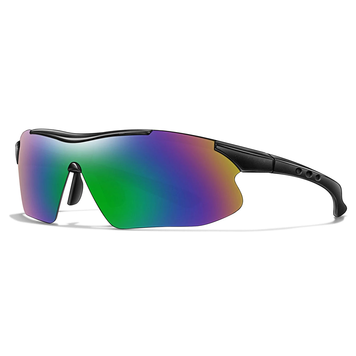 Lunettes de soleil sportives avec verres polarisés multicolores et monture noire