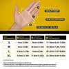 Diagram showing measurements for sizing tactical full finger combat gloves including middle finger length, palm circumference