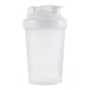 A clear white leakproof protein shaker bottle with a dome lid.
