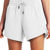 White women's quick-dry sports running shorts shown on a model.