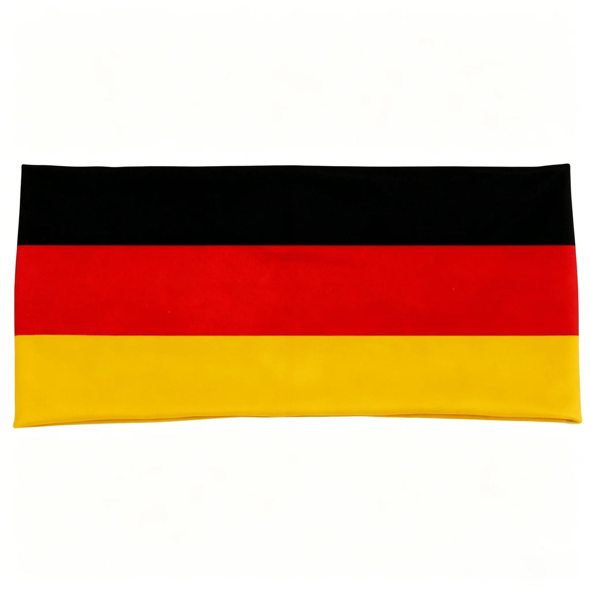 Bandeau de cheveux à rayures horizontales noires, rouges et dorées pour le sport et la fitness.