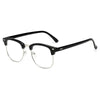 Black retro anti-blue light computer glasses with thin frames and clear lenses