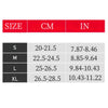 Size chart showing measurements in centimeters and inches for S, M, L, and XL sizes of an ankle support brace.