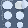 A collection of self-adhesive shoe repair patches in various sizes, including 5cm, 4cm, and 3cm circles.